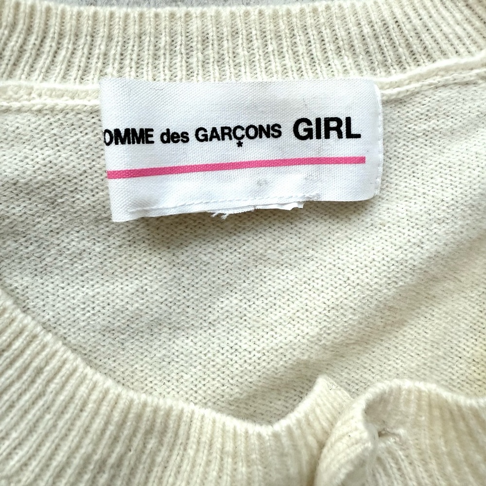 Comme des Garcons GIRL Ivory Wool Cardigan Crewneck Sweater - Size S - Picture 4 of 4